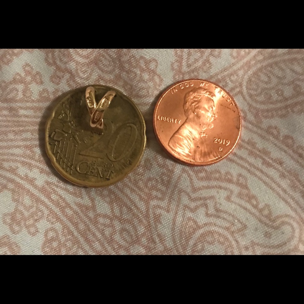 2001 20 cent Euro Coin with 14k back Pendant